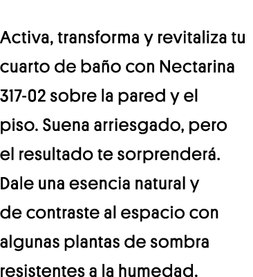 Activa, transforma y revitaliza tu cuarto de baño con Nectarina 317-02 sobre la pared y el piso  Suena arriesgado, pe   