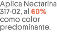 Aplica Nectarina 317-02, al 60% como color predominante 
