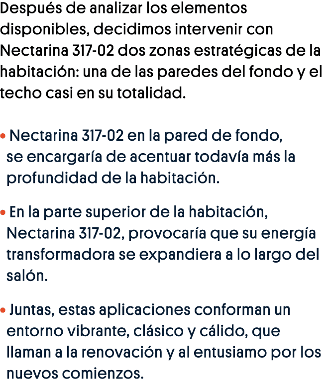 Después de analizar los elementos disponibles, decidimos intervenir con Nectarina 317-02 dos zonas estratégicas de la   