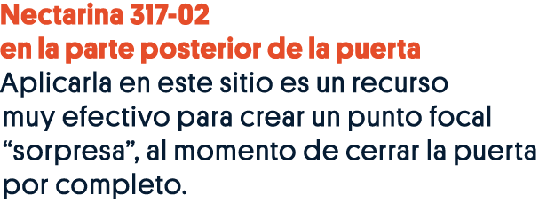 Nectarina 317-02 en la parte posterior de la puerta Aplicarla en este sitio es un recurso muy efectivo para crear un    